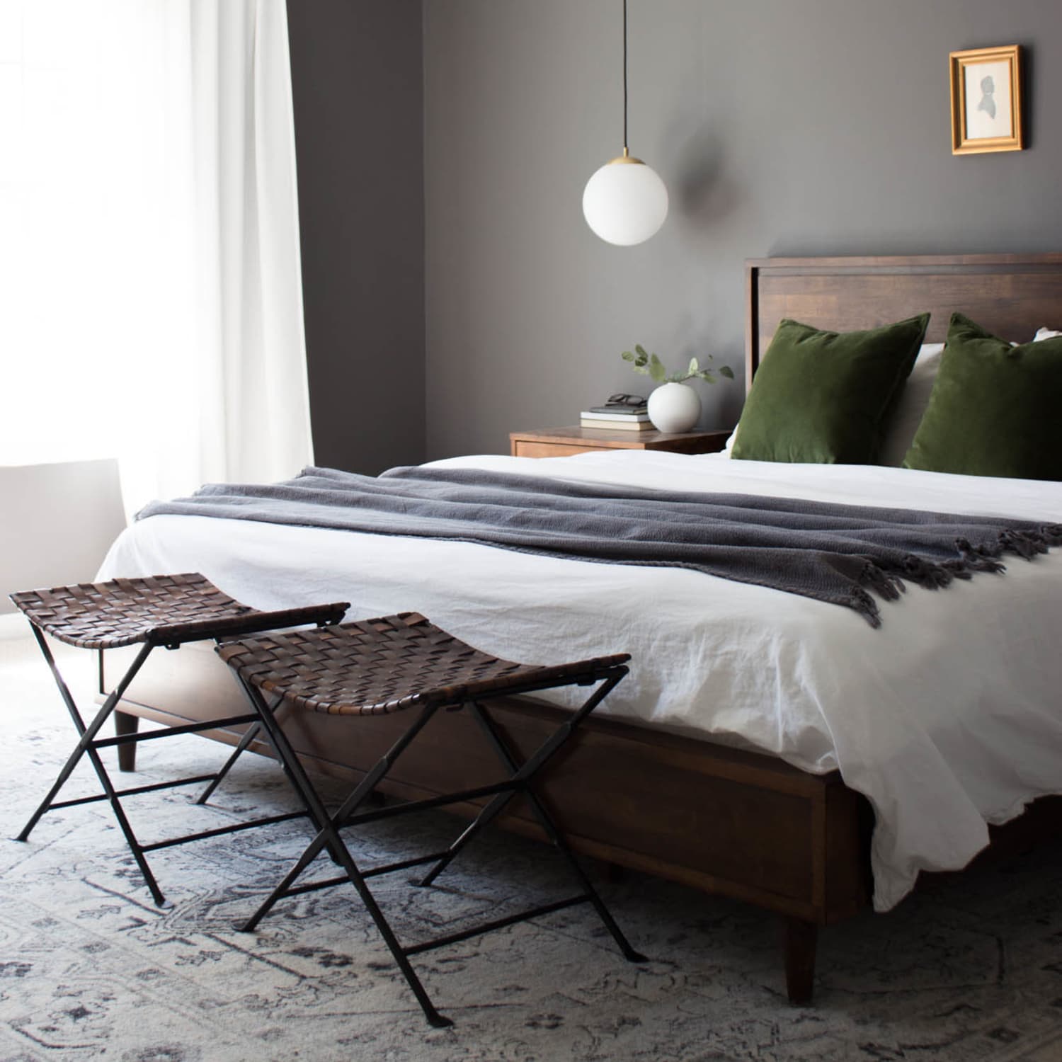 Grey bedroom with green accents new arrivals
